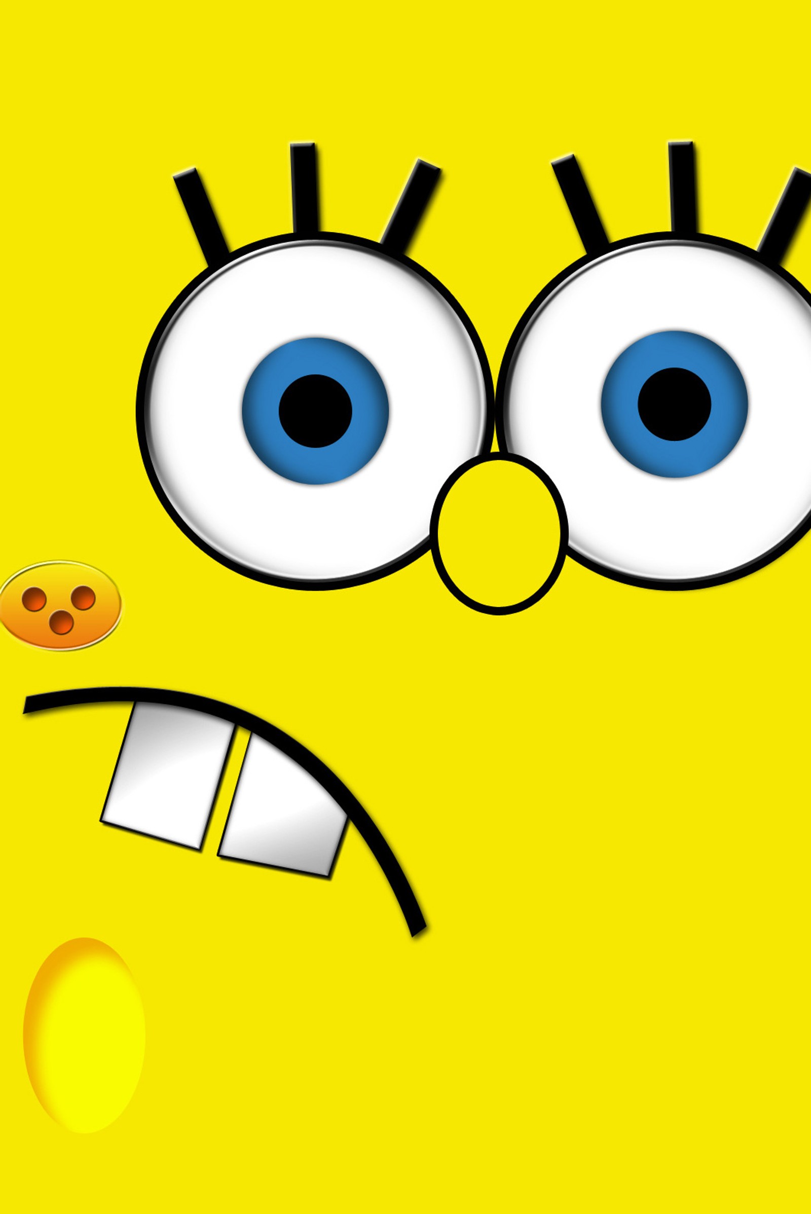 A close up of a cartoon face with a frown on it (cartoon, sponge bob, syirasakura)