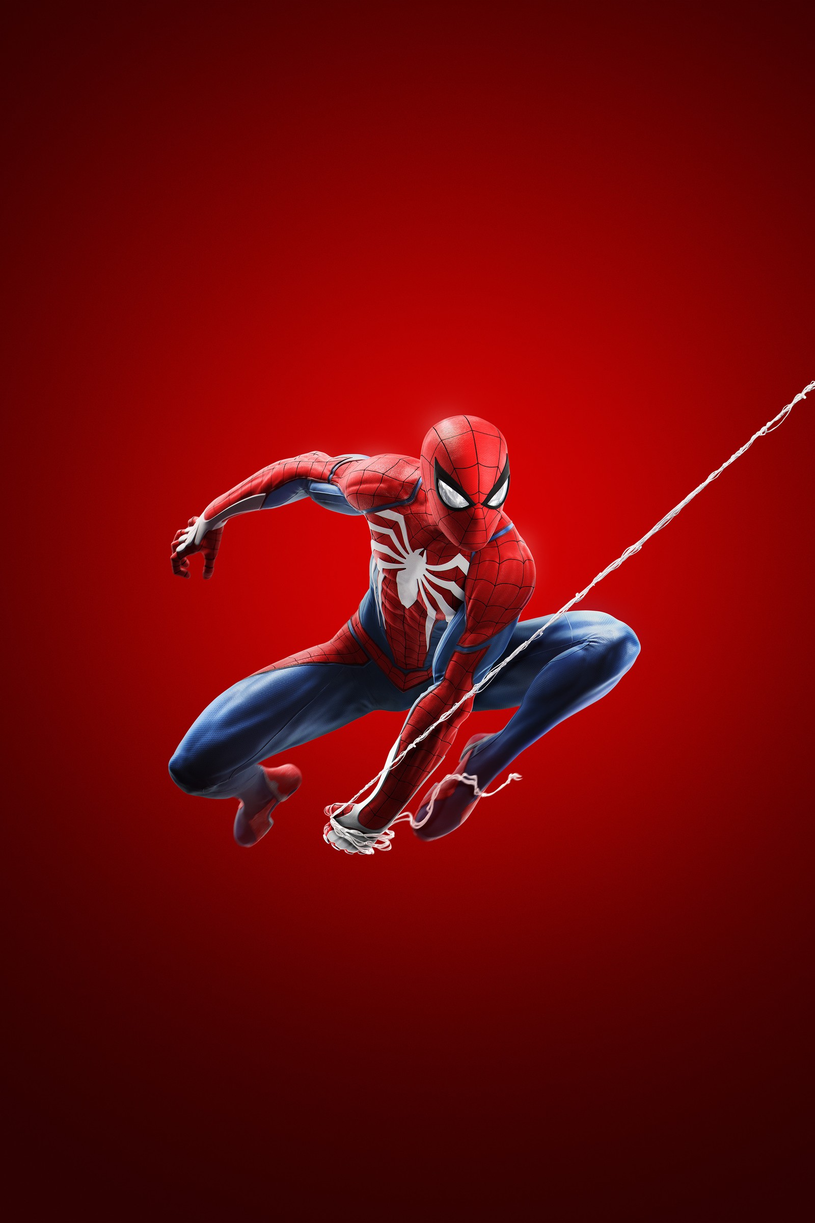 Spider-man dans les airs avec un fond rouge (avengers, bandes dessinées, hollywood, marvel, film)