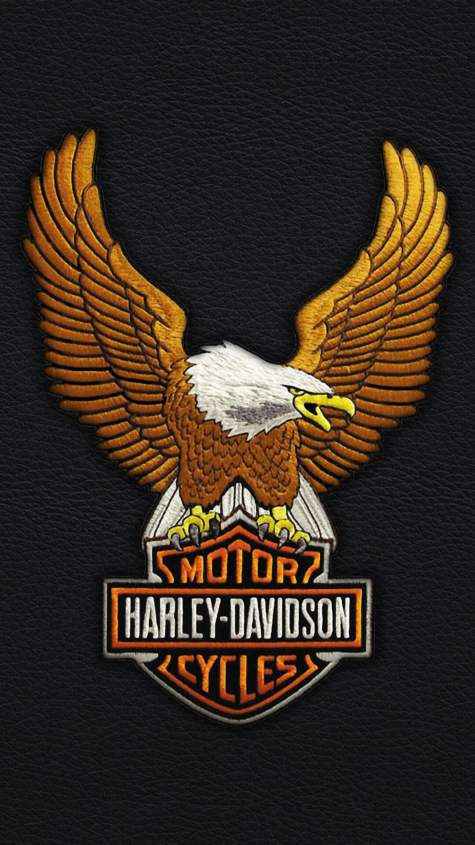 Eine nahaufnahme eines motorrads mit einem weißkopfseeadler darauf (byke, davidson, adler, harley, logo)