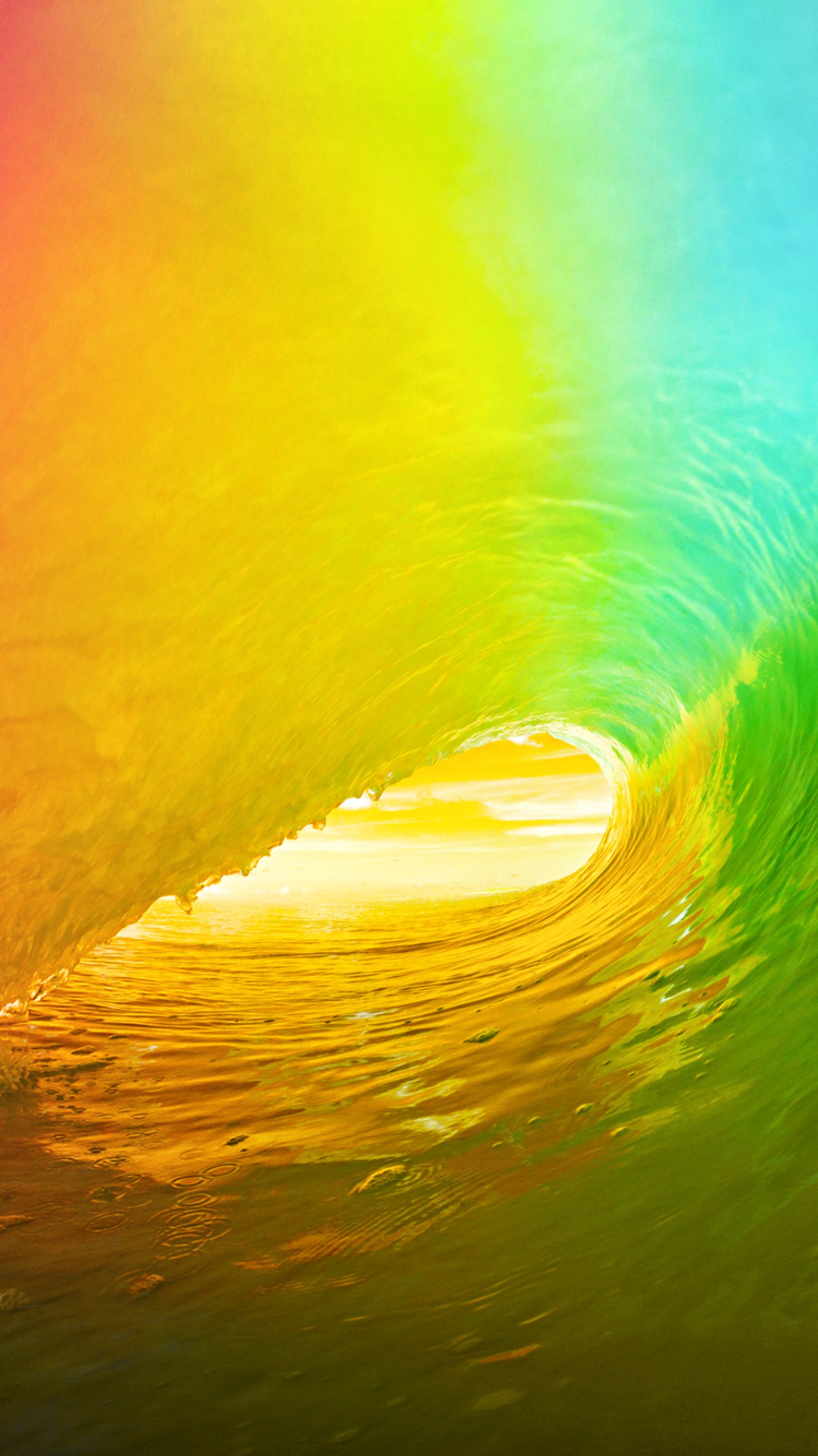 Brightly colored wave in the ocean with a rainbow of colors (apple, color, ios, ocean, rainbow)