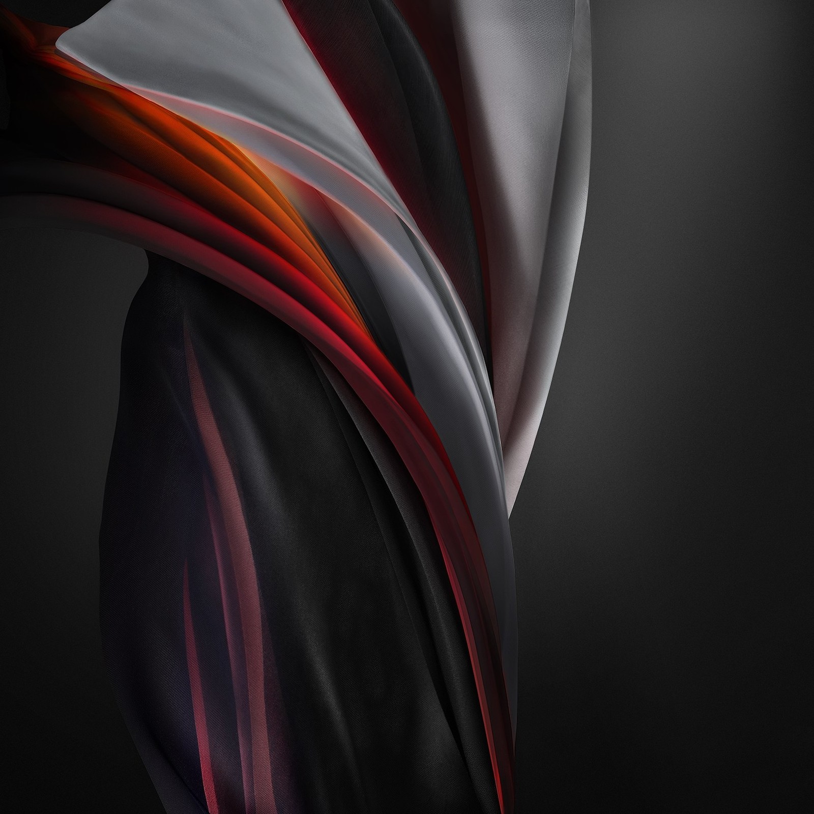 A close up of a black and red abstract painting with a black background (iphone, new, se)