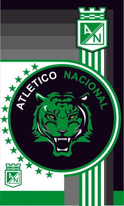 Atlético Nacional: Logo icónico verde y negro con un feroz tigre