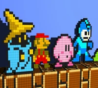 Personajes retro de Nintendo pixelados en 3D