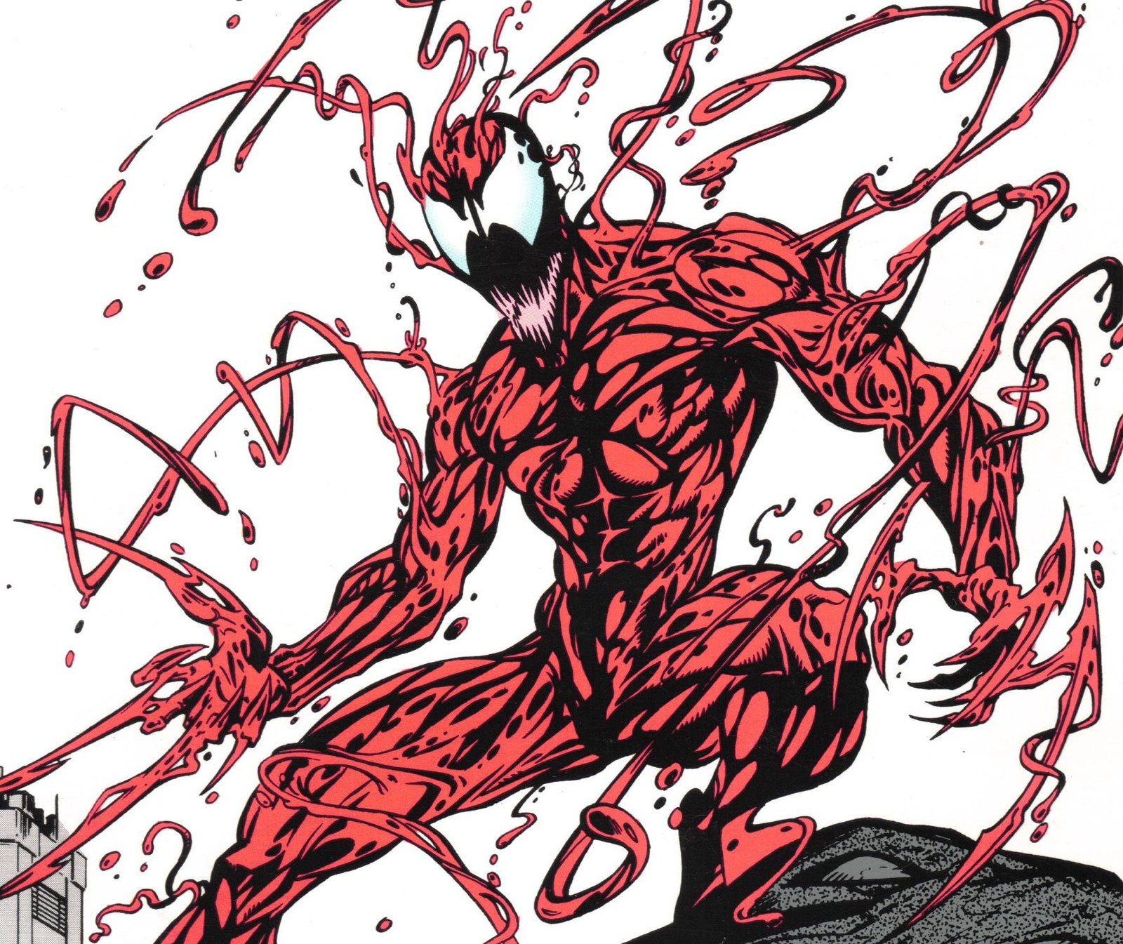 Gros plan d'un dessin de spider-man avec de la peinture rouge (carnage, marvel comics, spiderman)