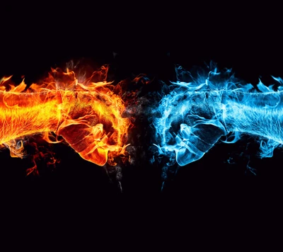 Elemental Clash: Fire and Ice Fists