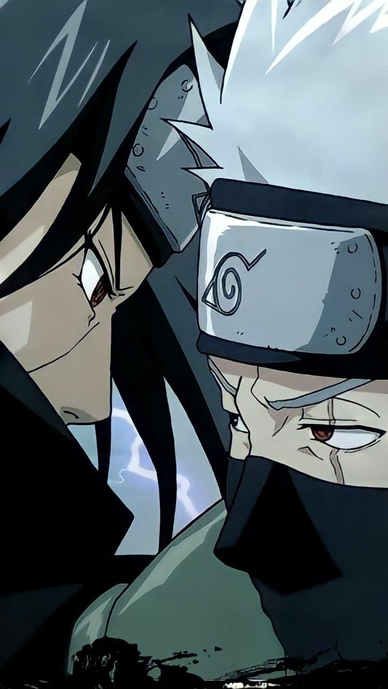 Персонажи аниме с очками на головах и облачным небом (itachi, kakashi, naruto)