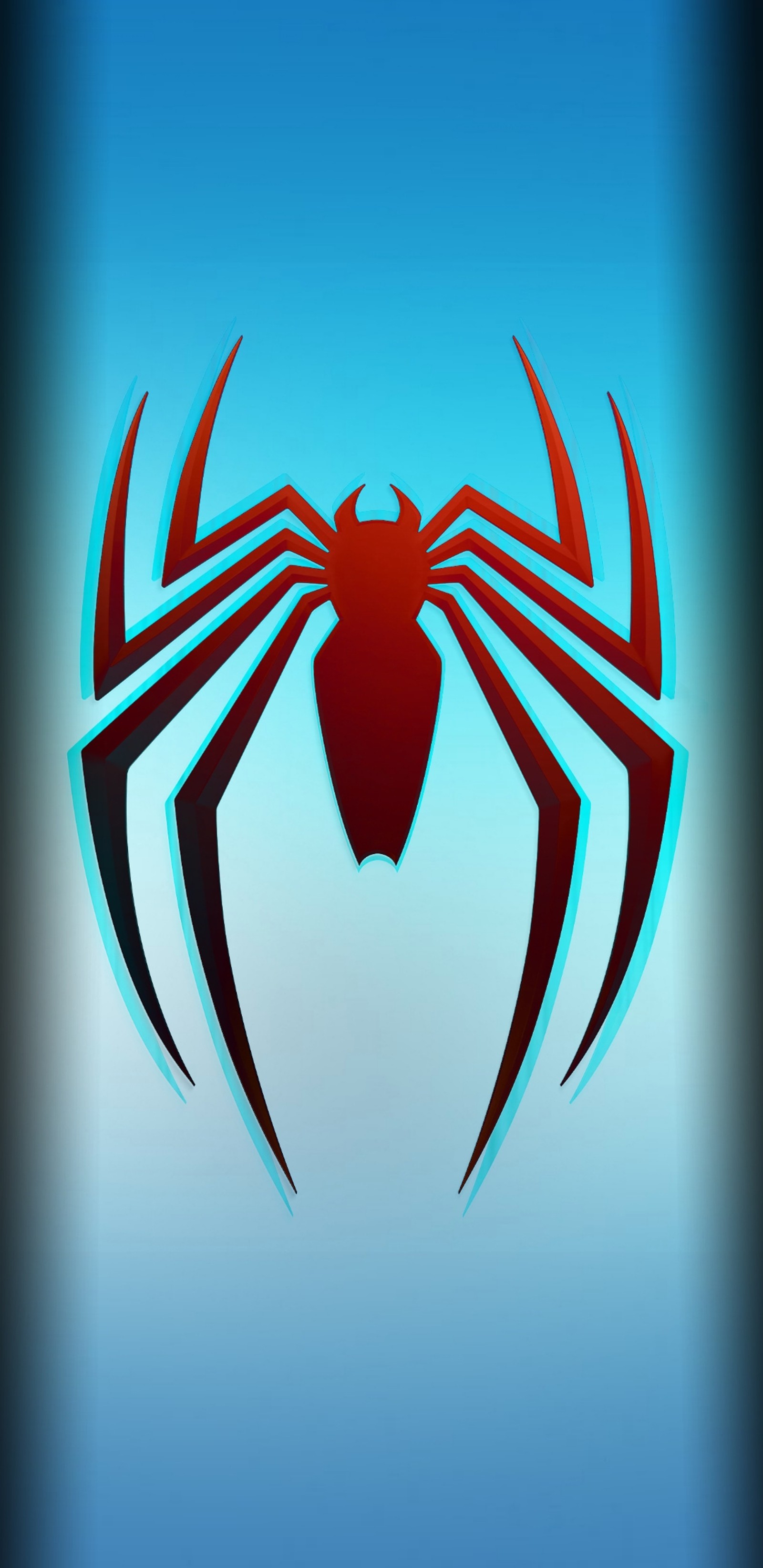 Gros plan sur le logo de spider-man sur fond bleu (bord, logo, araignée, spiderman, symbole)