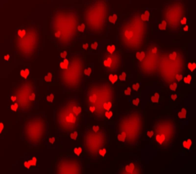 Corazones rojos dispersos sobre un fondo suave