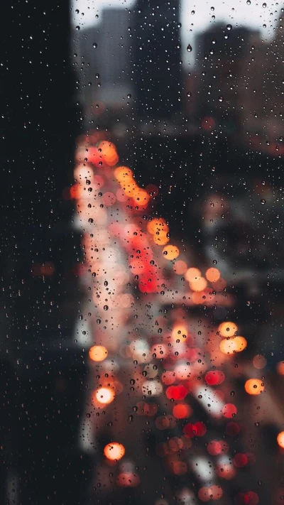 ciudad, día, luces, positivo, lluvia