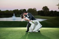 marié, mariée, mariage, club de golf, cérémonie