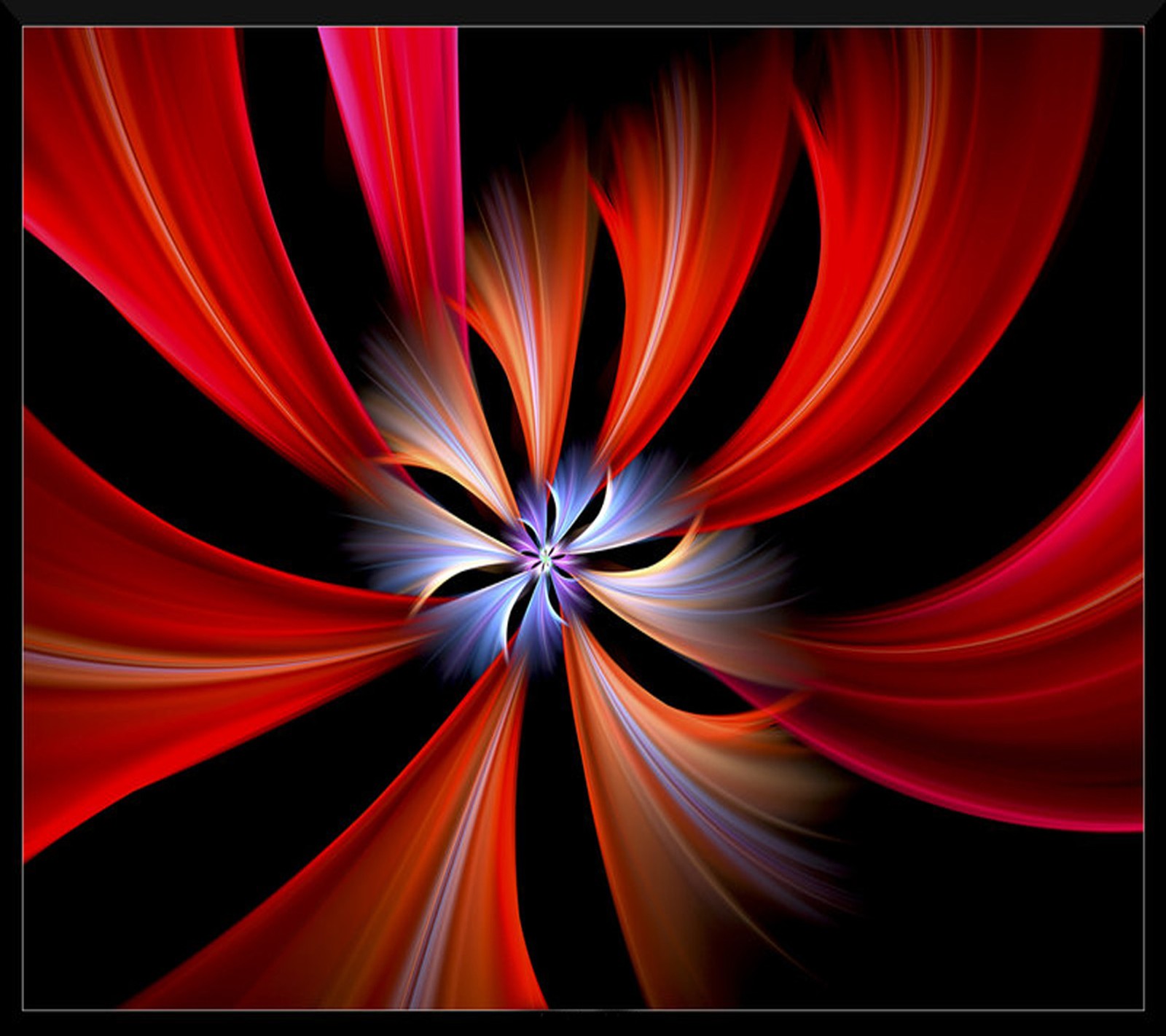 A close up of a red and black abstract design with a black background (abstract, wallpaper)