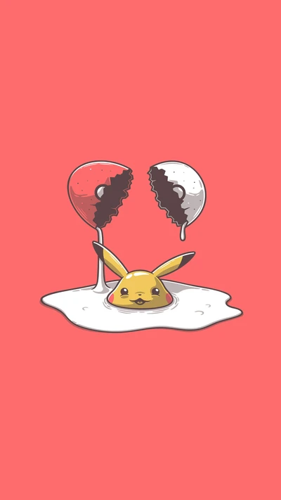 Pikachu emergindo de uma casca de ovo rachada