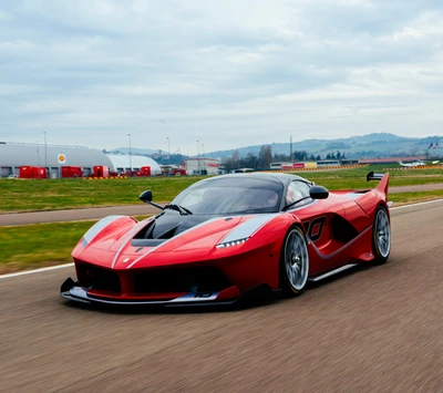 Ferrari LaFerrari: Iconico superdeportivo rojo en movimiento en pista italiana