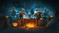 playerunknowns battlegrounds, fête dhalloween, feu de camp, jeux, fond décran 4k