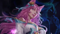 Ahri na Florada Espiritual: Arte Encantadora de League of Legends