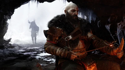 Kratos in a Frosty Cave from God of War: Ragnarok