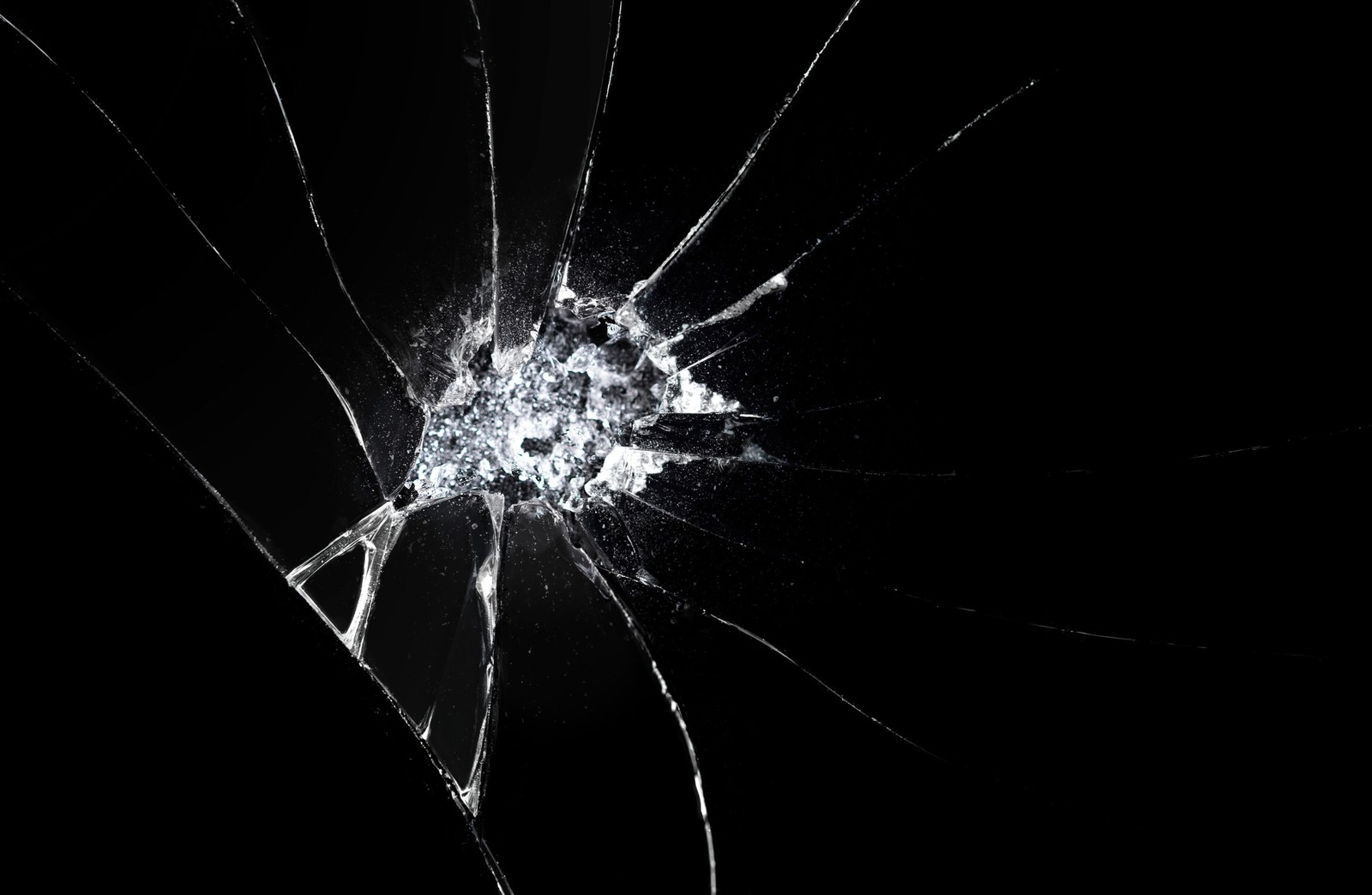 A close up of a broken glass window with a black background (shattered glass, dark background, broken screen, cracked screen, blackdark)