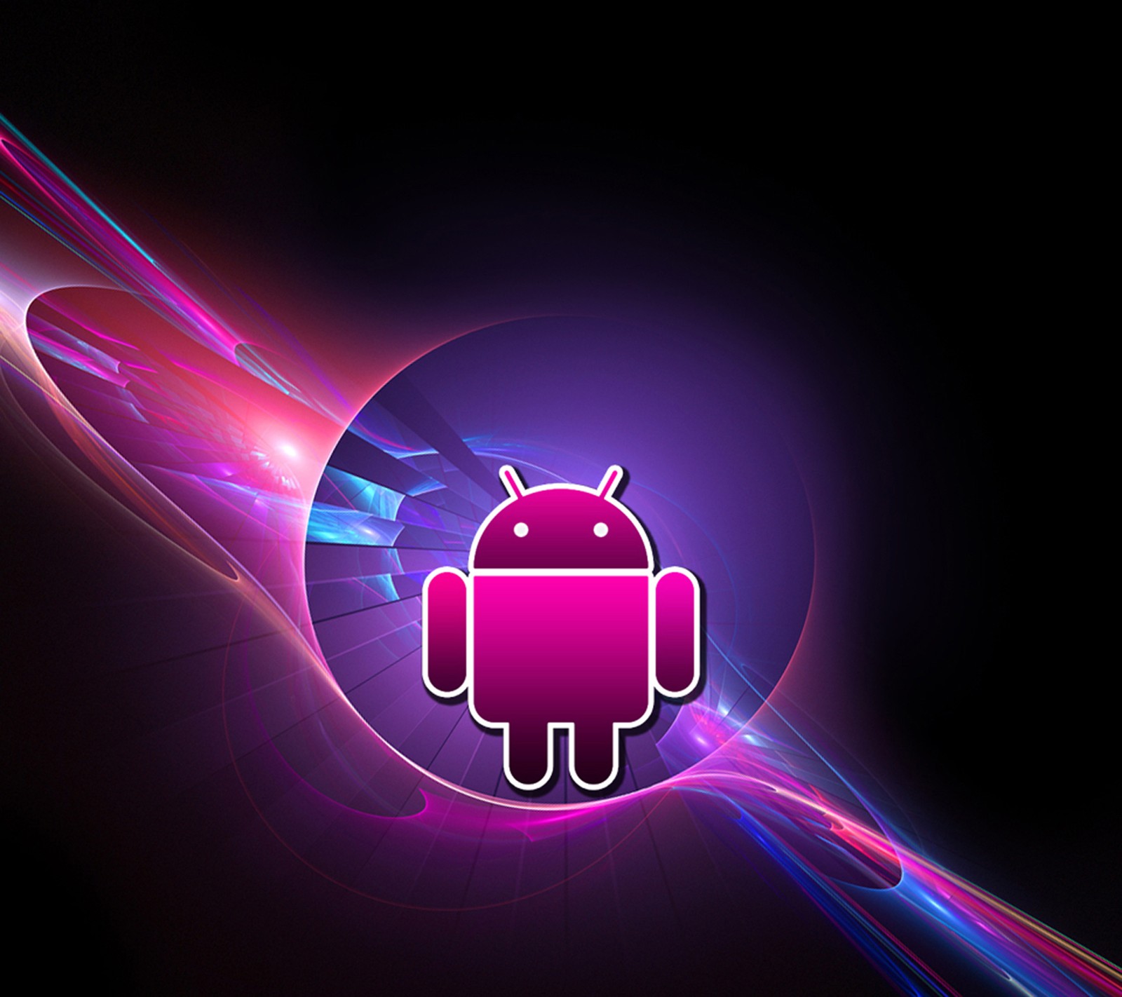 Un gros plan d'un logo android violet sur un fond noir (android, ios, système dexploitation, smartphone, violet)