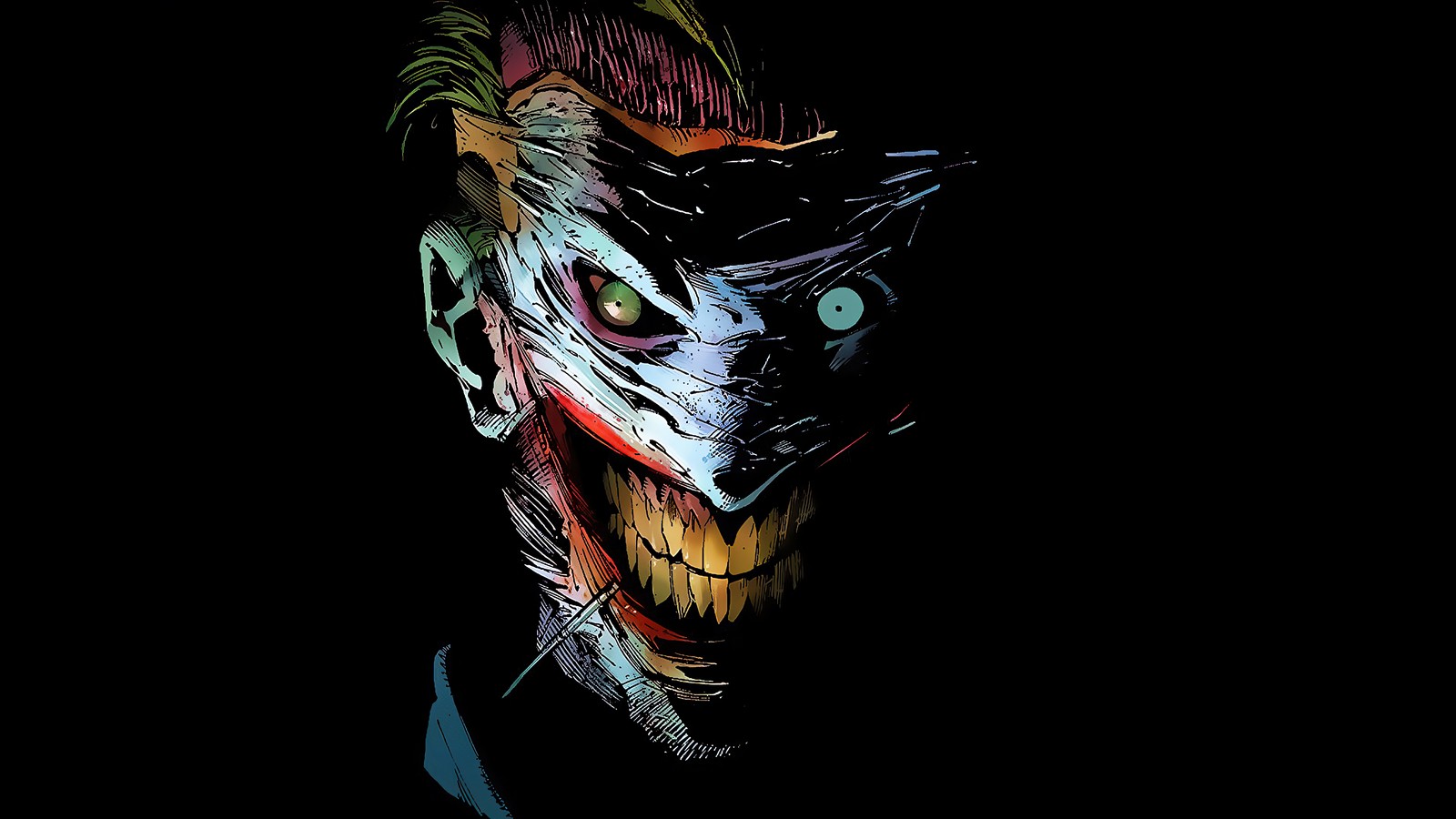 Fonds d'écran batman et joker (joker, sourire, dc comics, super vilain, bandes dessinées)