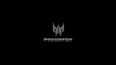 Logotipo da Acer Predator em um design metálico elegante contra um fundo preto.