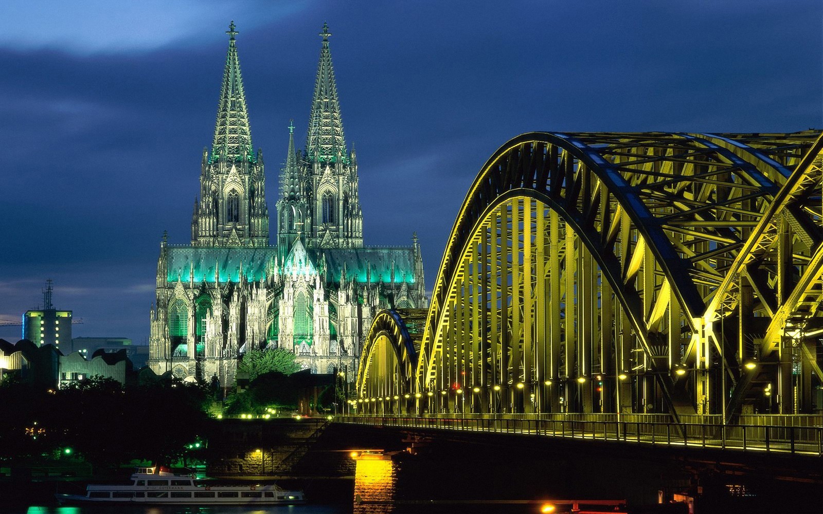 landmark, architecture, bridge, night, city wallpaper