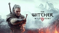 Geralt de Rivia se mantiene firme contra un paisaje dramático, encarnando la esencia de "The Witcher 3: Wild Hunt" en impresionante detalle 4K.