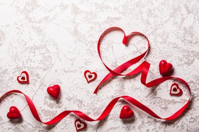 Red Hearts and Ribbon: A Celebration of Love