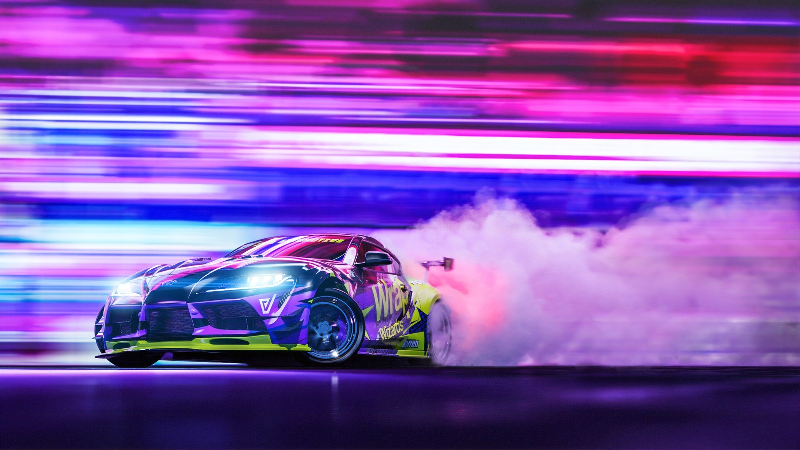 Lade toyota supra, drift, bunt, autos, 4k hintergrund herunter