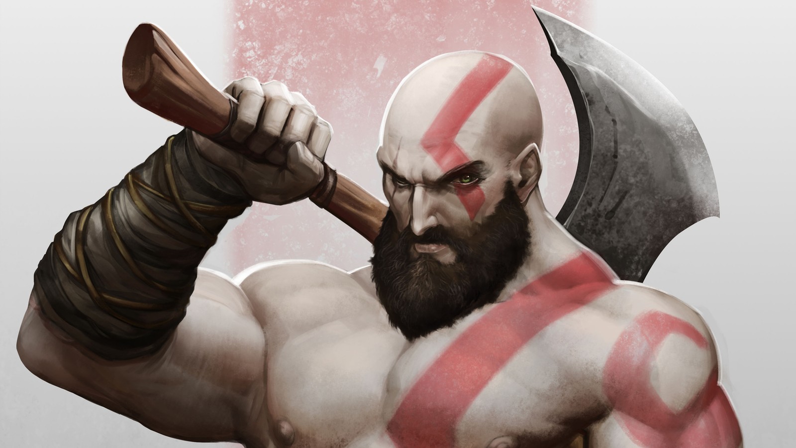 Скачать обои kratos, god of war, мускул, жест, иллюстрация