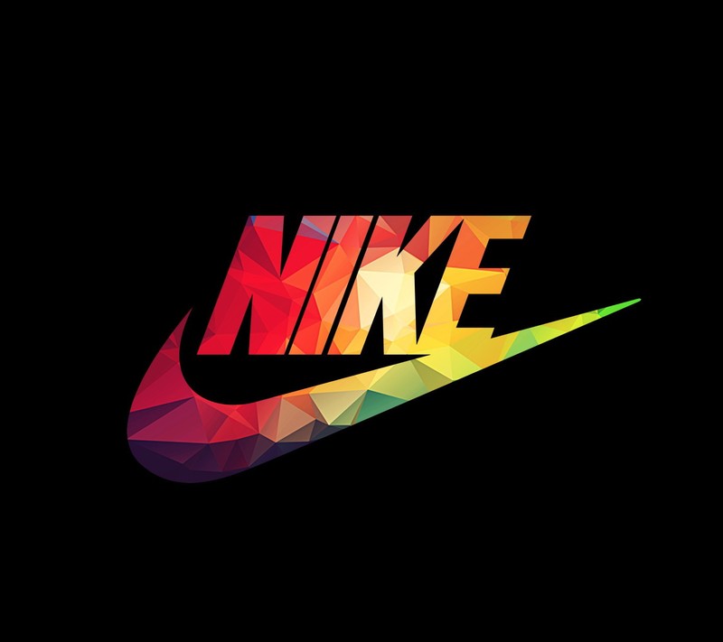 Цветной логотип nike на черном фоне (чёрный, логотип, логотипы)