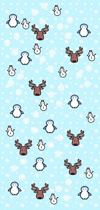 blue, christmas, cute, deer, kawaii