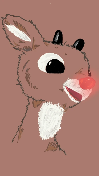 Rudolph, das rotnasige Rentier, lächelt hell