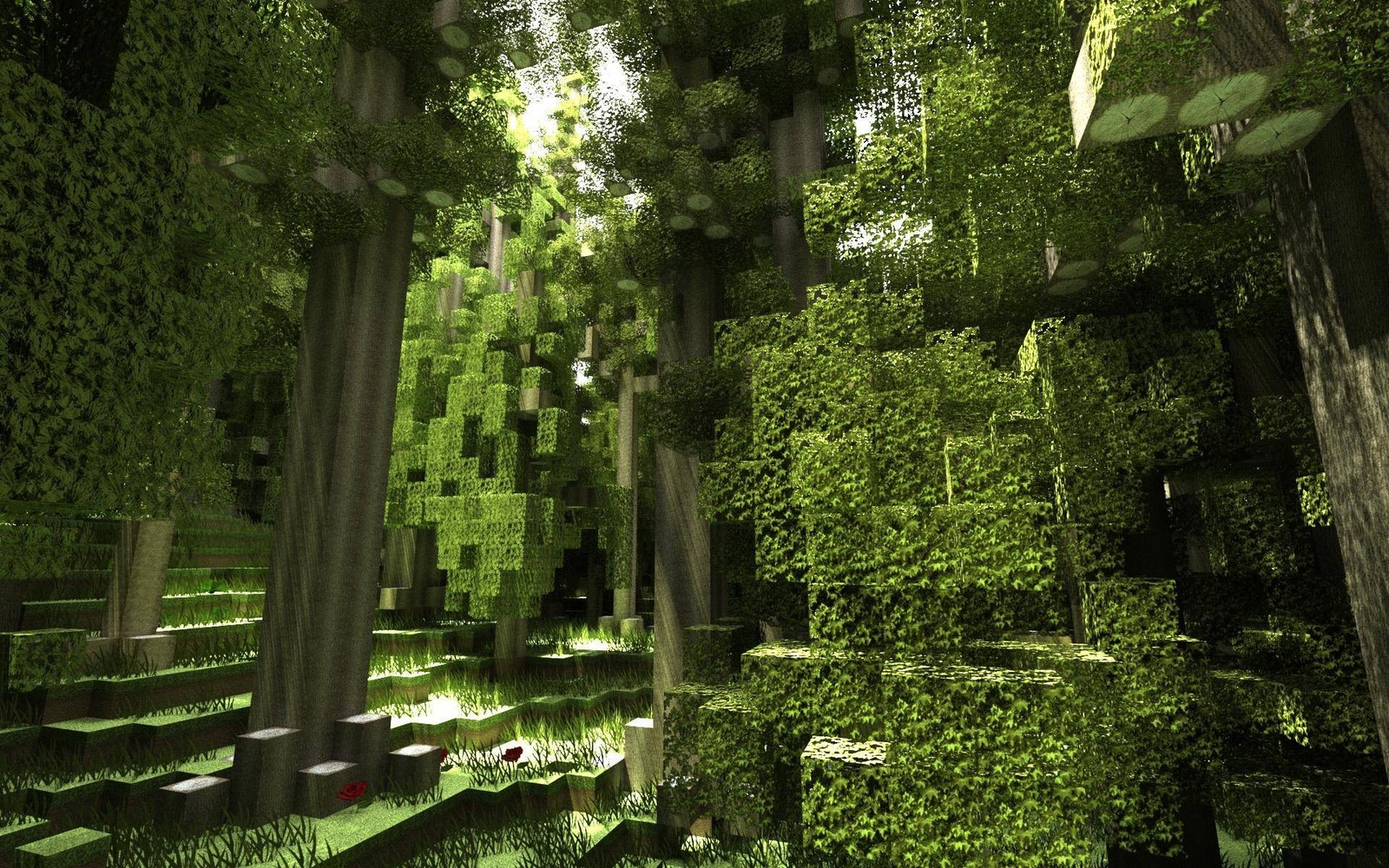 Há um grande labirinto verde com árvores e arbustos no meio (minecraft, vegetação, natureza, árvore, verde)