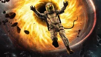 black hole, space, astronaut, art, cartoon wallpaper