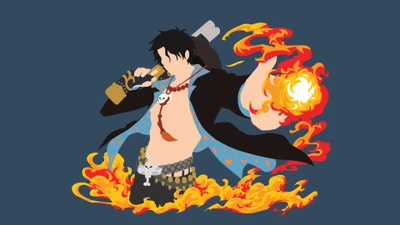 portgas d ace, one piece, anime, minimaliste