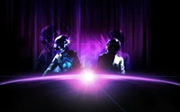 daft punk, show ao vivo, duo de música eletrônica, roxo, néon