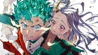 Izuku Midoriya and Eri in a gripping moment of heroism from My Hero Academia.