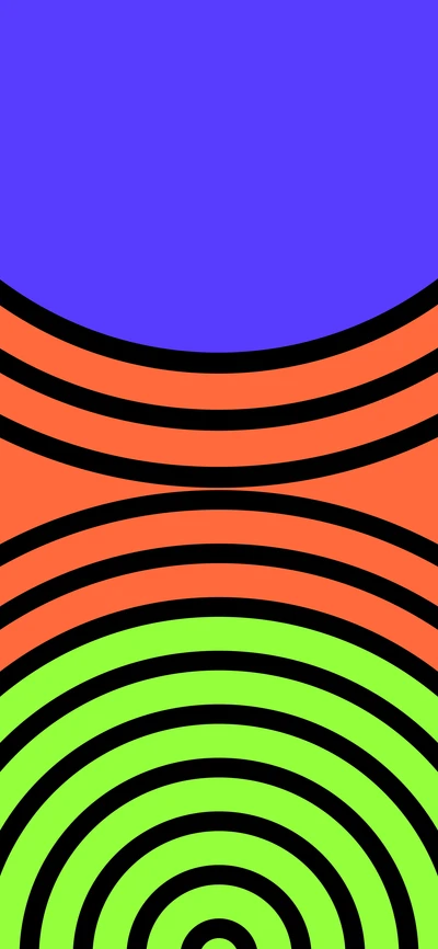 Vibrant Patterns: Symmetrical Waves of Orange, Electric Blue, and Magenta