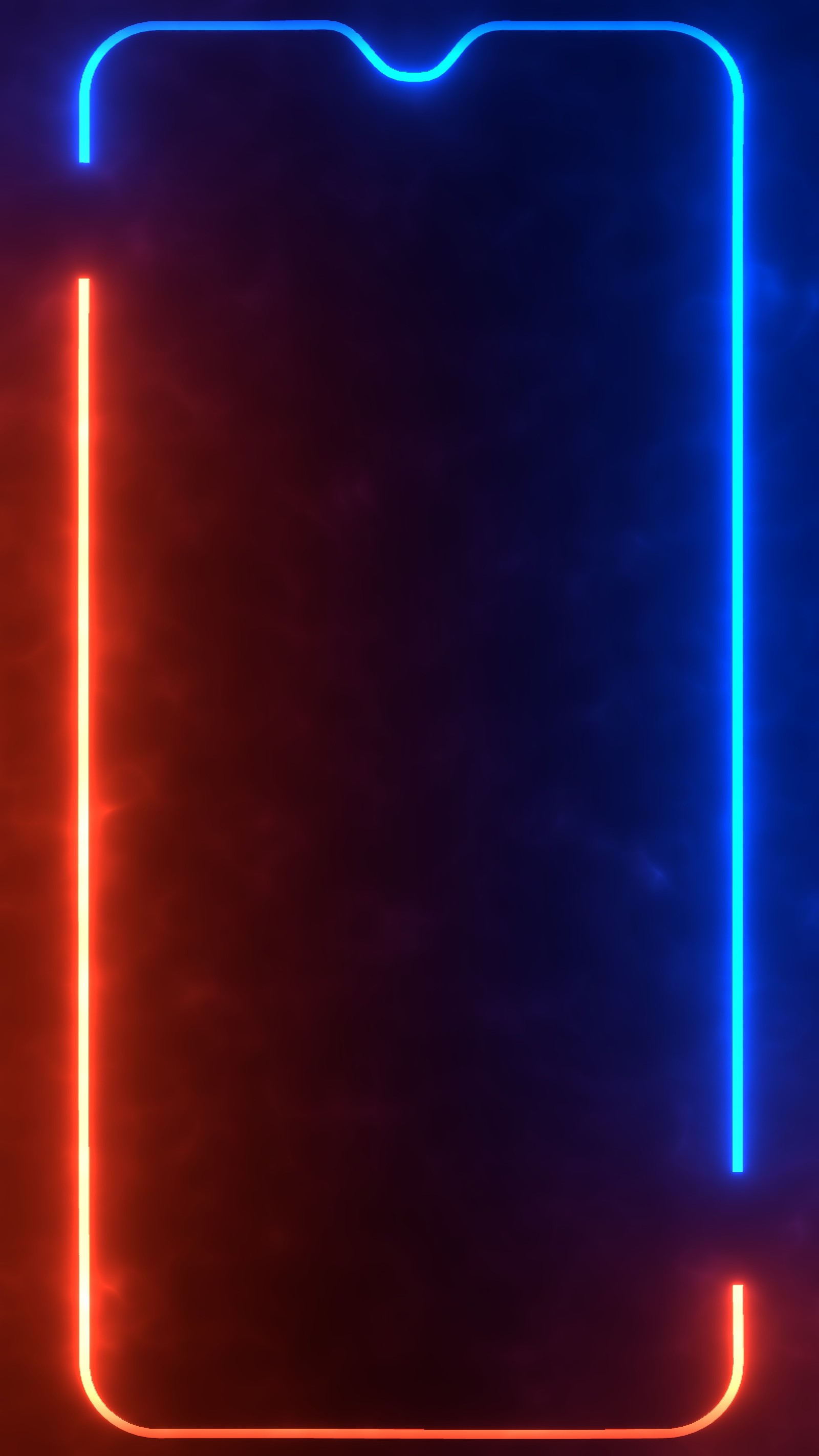 Neon frame with a blue and red light (amoled, border, dark, notch, one plus 6)