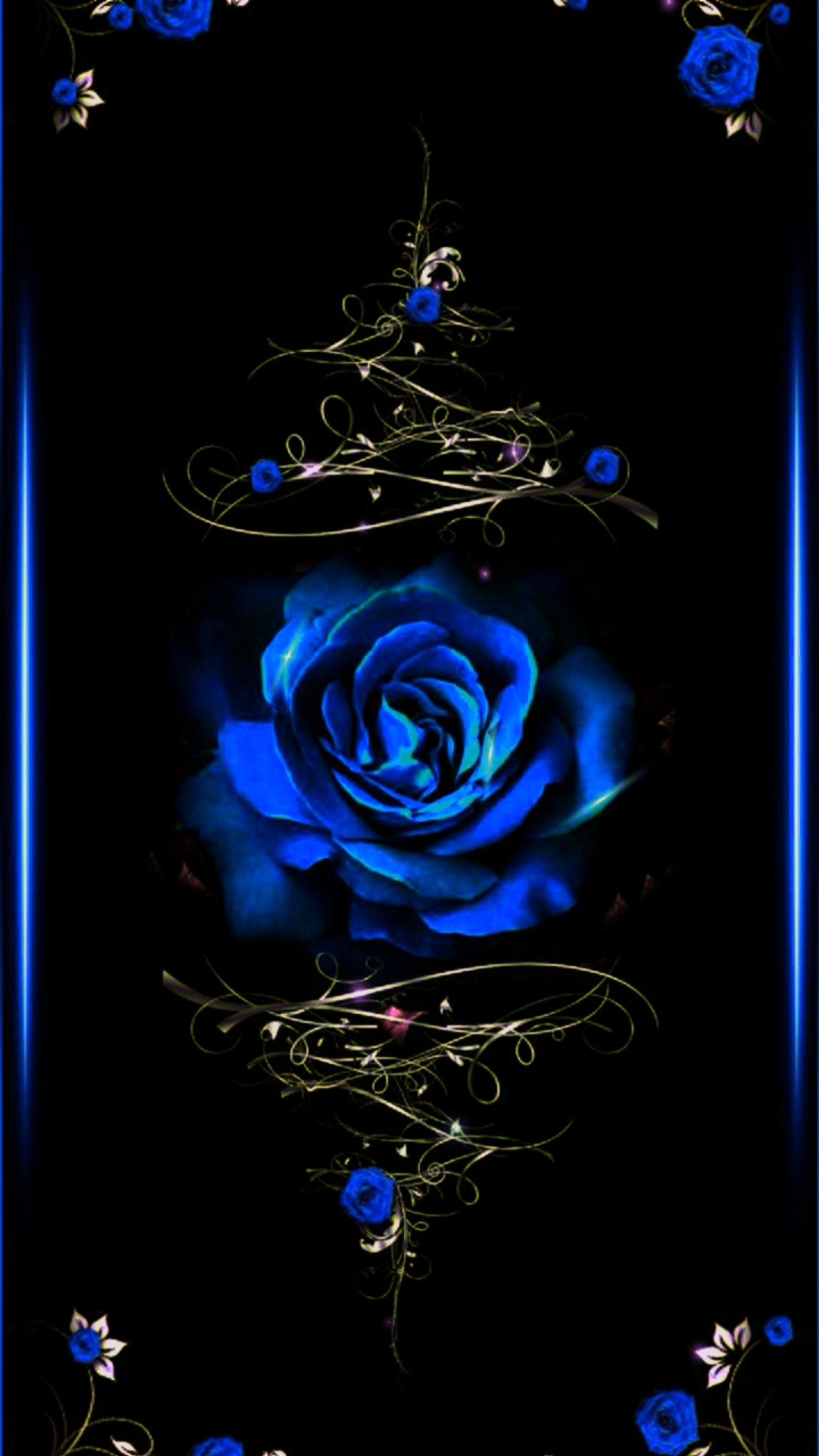 Un primer plano de una rosa azul con fondo negro (azul, original, rosa)