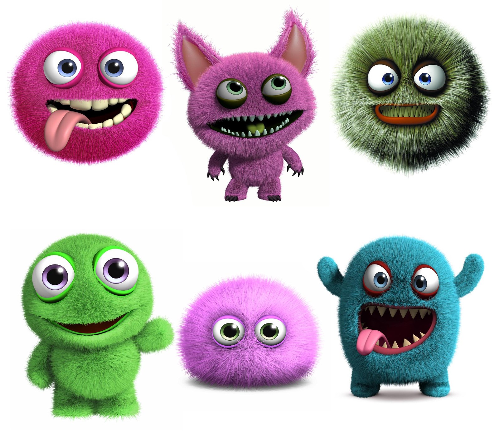 3 d, background, cute fluffy, funny, monsters Download Wallpaper