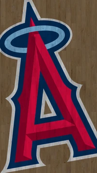 Logo de Los Angeles Angels de MLB en el suelo de madera