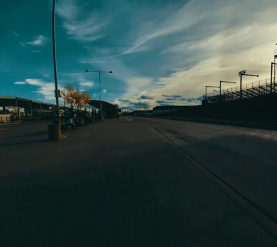 bus station, photographie, coucher de soleil, papier peint