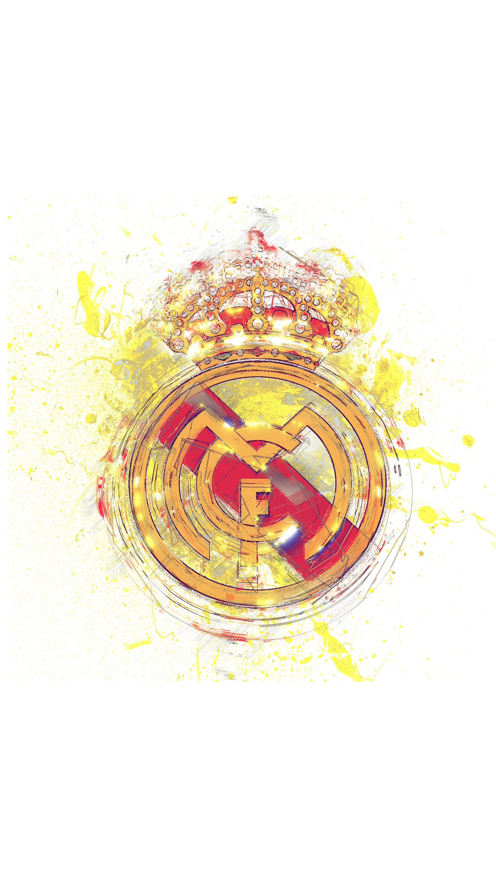 A close up of a painting of a real madrid logo (bale, bbc, benzema, champ, love)