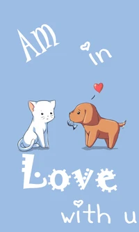 cat, cute, dog, first love, fish wallpaper