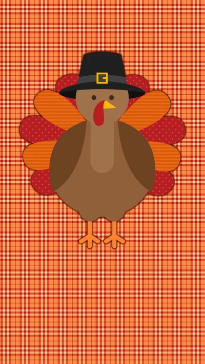 Thanksgiving Turkey with Plaid Background