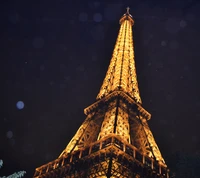 Eiffelturm bei Nacht in Paris beleuchtet