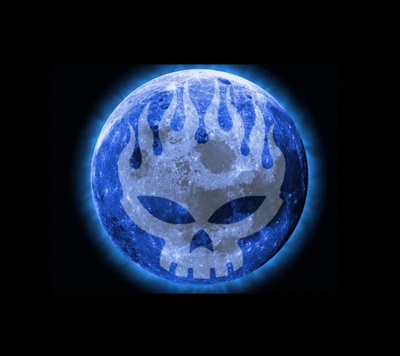 lua azul, caveira flamejante, offspring logo