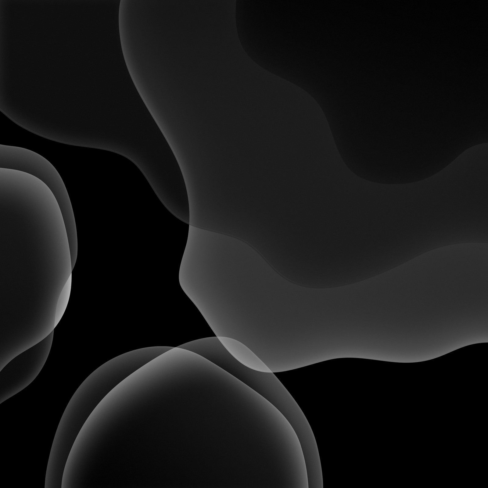 A close up of a black and white photo of a bunch of spheres (ios 13, amoled, stock, black background, blackdark)