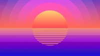 Vibrant Sunset Reflection with Colorful Gradients